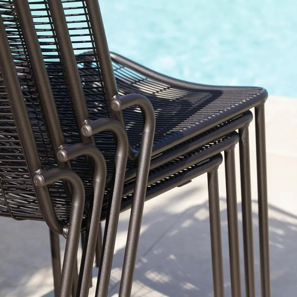 Sedia da Giardino Impilabile in Metallo Zincato Made in Italy 4 Pezzi - Vikas Viadurini