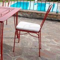 Sedia da Giardino in Ferro Rosso con Cuscino Made in Italy, 2 Pezzi - Agata