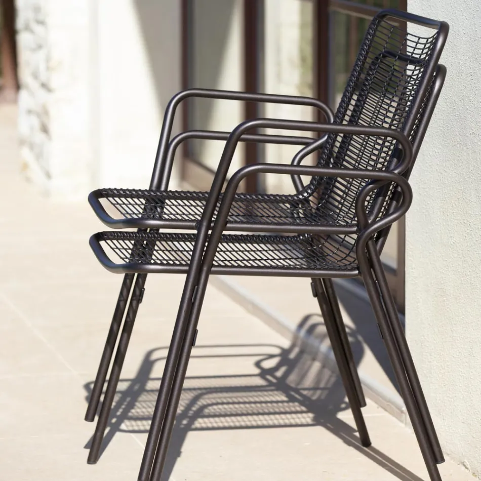 Sedia da Giardino in Metallo con Braccioli Made in Italy 2 Pezzi - Vikas Viadurini