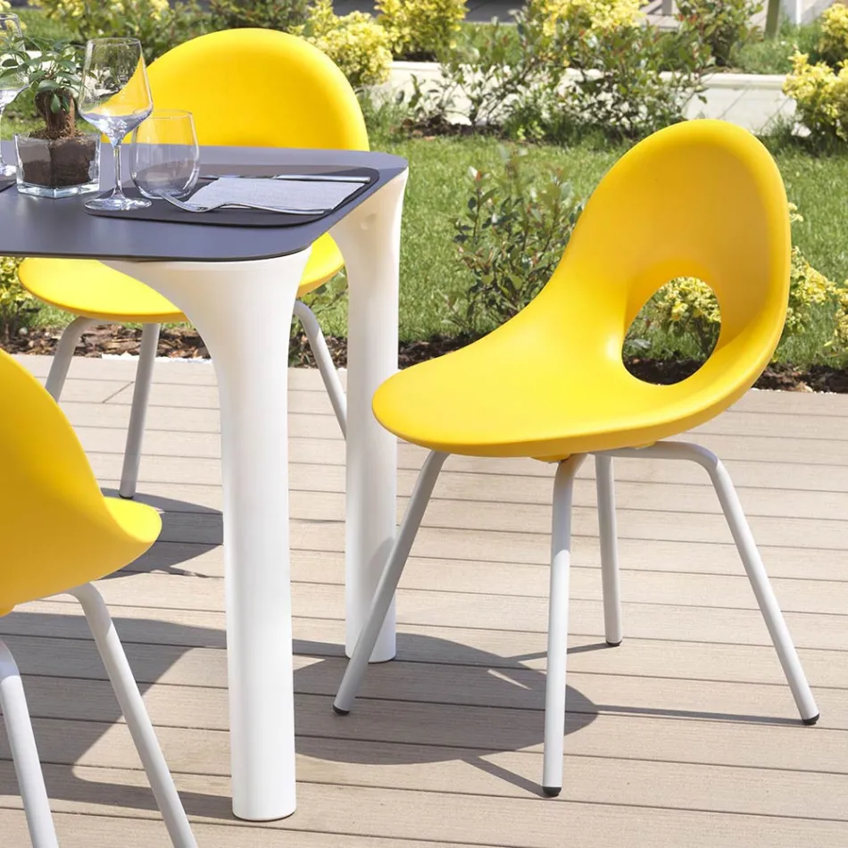 Sedia da Giardino in Polietilene e Base in Alluminio Made in Italy - Ashley Viadurini