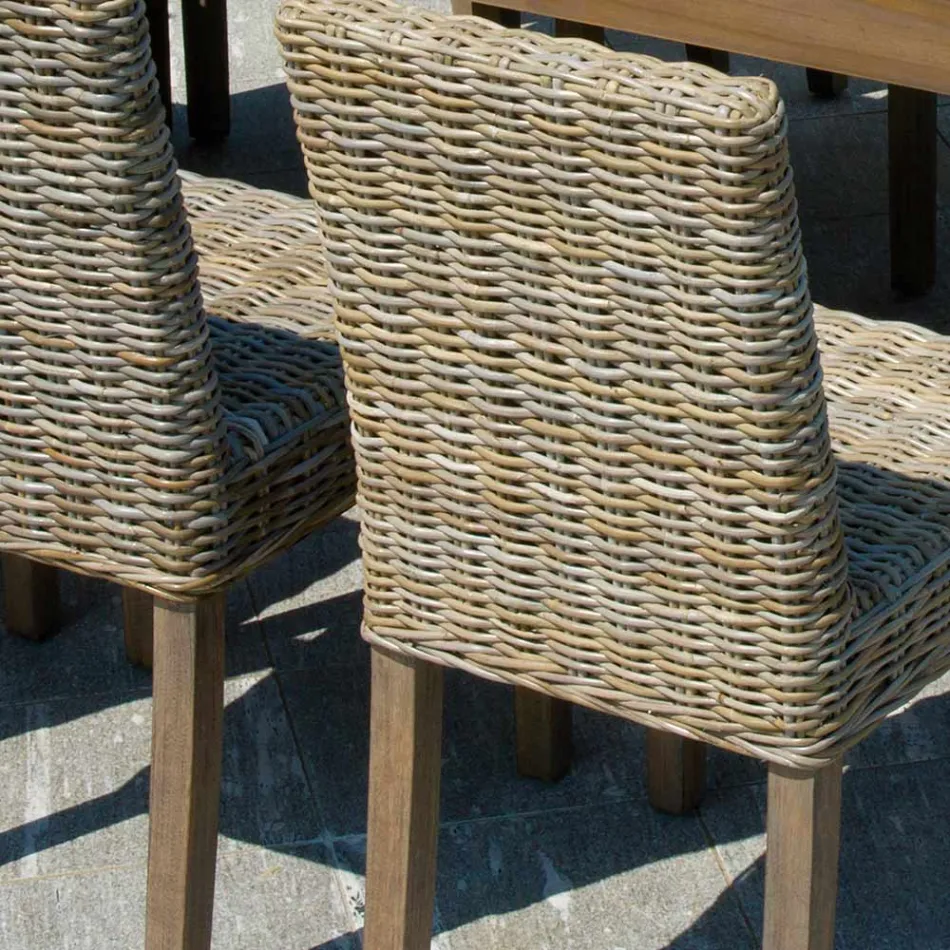 Sedia da Giardino Realizzata in Legno e Fibra in Grey Kubu - Bosco Viadurini