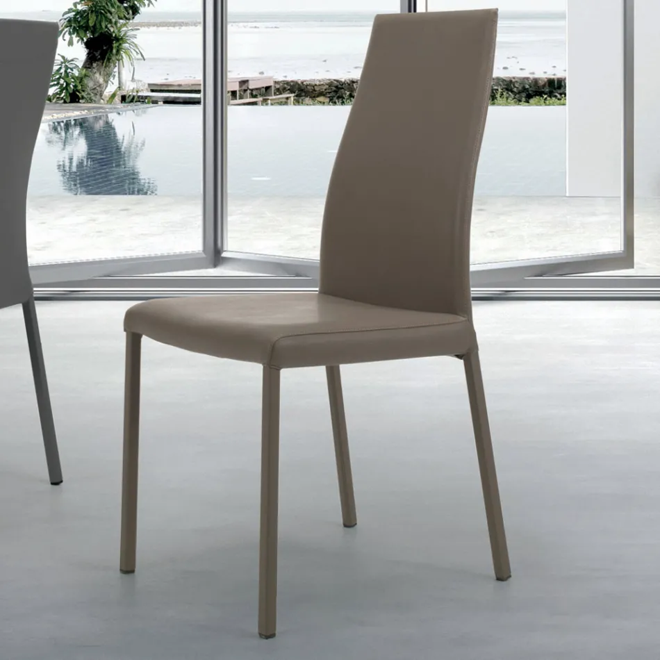 Sedia da Interno con Struttura e Sedura in Acciaio Rivestito Made in Italy - Padova Viadurini