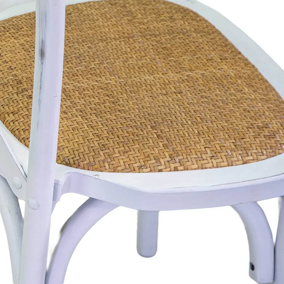Sedia da Interno Impilabile in Legno di Betulla e Seduta in Rattan - Barriera Viadurini