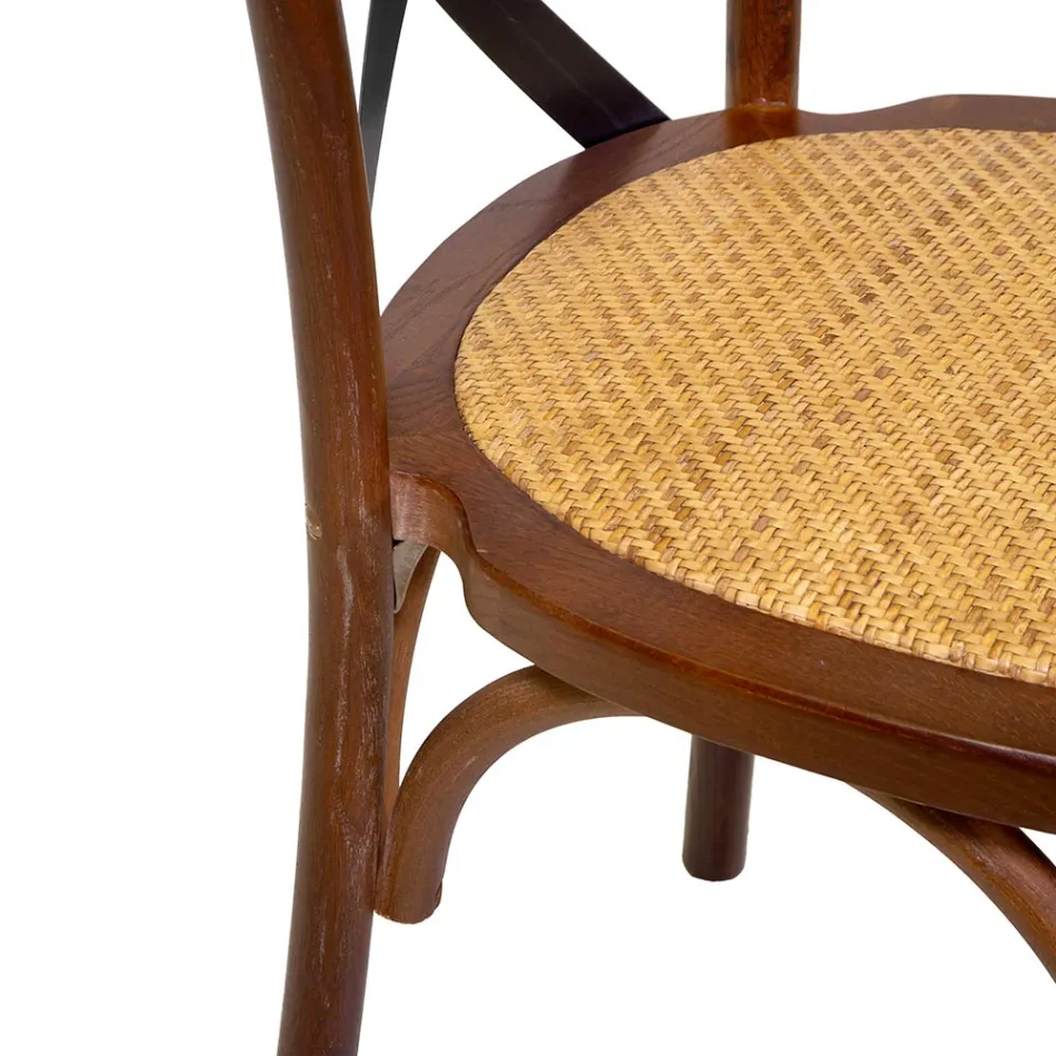 Sedia da Interno Impilabile in Legno di Rovere e Seduta in Rattan - Barriera Viadurini