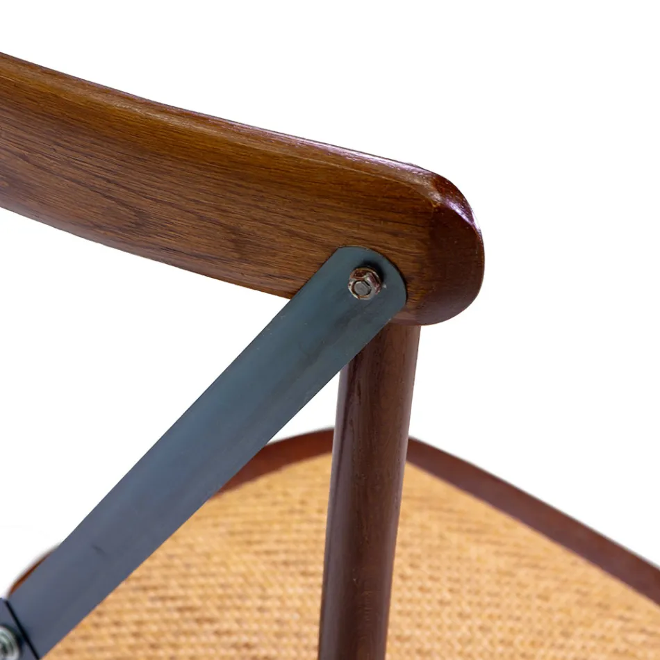 Sedia da Interno Impilabile in Legno di Rovere e Seduta in Rattan - Barriera Viadurini