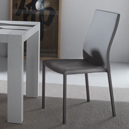 Sedia da Pranzo con Struttura e Seduta in Ecopelle Colorato, 4 Pezzi - Alba Viadurini