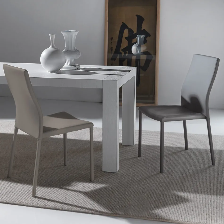 Sedia da Pranzo con Struttura e Seduta in Ecopelle Colorato, 4 Pezzi - Alba Viadurini