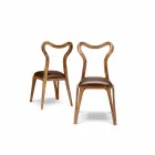 Sedia da pranzo design moderno in legno e pelle, l.41xp.46 cm, Carol Viadurini