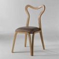Sedia da pranzo design moderno in legno e pelle, l.41xp.46 cm, Carol