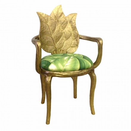 Sedia da pranzo imbottita oro di design moderno, made in Italy, Daniel Viadurini