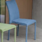 Sedia da Pranzo in Metallo Ricoperta in Econabuk Colorato, 4 Pezzi - Anita  Viadurini