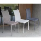 Sedia da Pranzo in Metallo Ricoperta in Econabuk Colorato, 4 Pezzi - Anita  Viadurini
