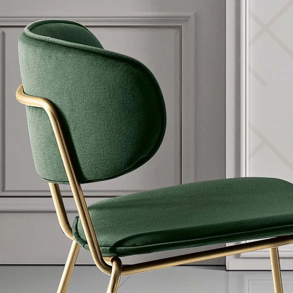Sedia da Pranzo in Tessuto di 2 Diverse Finiture Made in Italy - Sanemi Viadurini