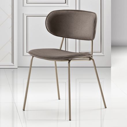 Sedia da Pranzo in Tessuto di 2 Diverse Finiture Made in Italy - Sanemi Viadurini