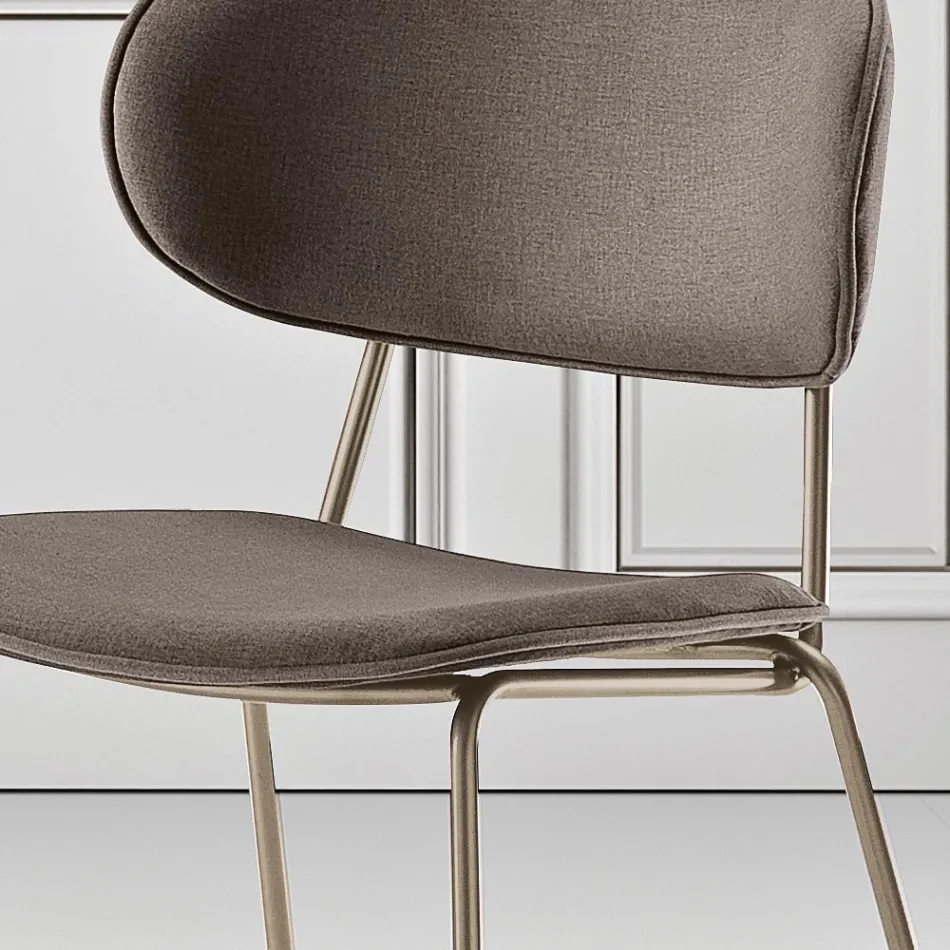 Sedia da Pranzo in Tessuto di 2 Diverse Finiture Made in Italy - Sanemi Viadurini