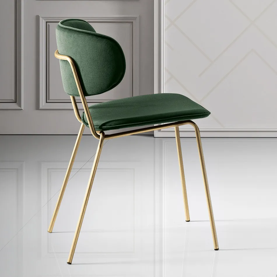 Sedia da Pranzo in Tessuto di 2 Diverse Finiture Made in Italy - Sanemi Viadurini