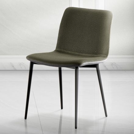 Sedia da Pranzo in Tessuto Vulcano e Gambe in Metallo Made in Italy - Amane Viadurini