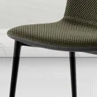 Sedia da Pranzo in Tessuto Vulcano e Gambe in Metallo Made in Italy - Amane Viadurini