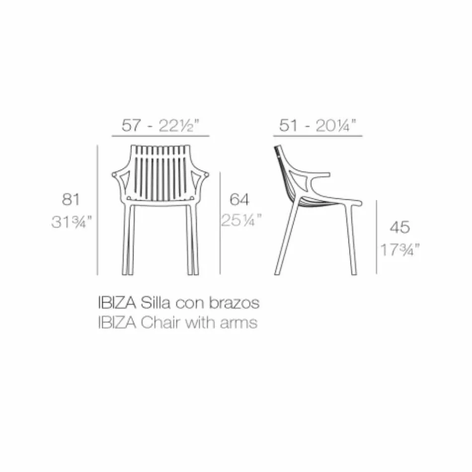 Sedia da Pranzo per Esterno in Plastica Impilabile 4 Pezzi - Ibiza by Vondom Viadurini