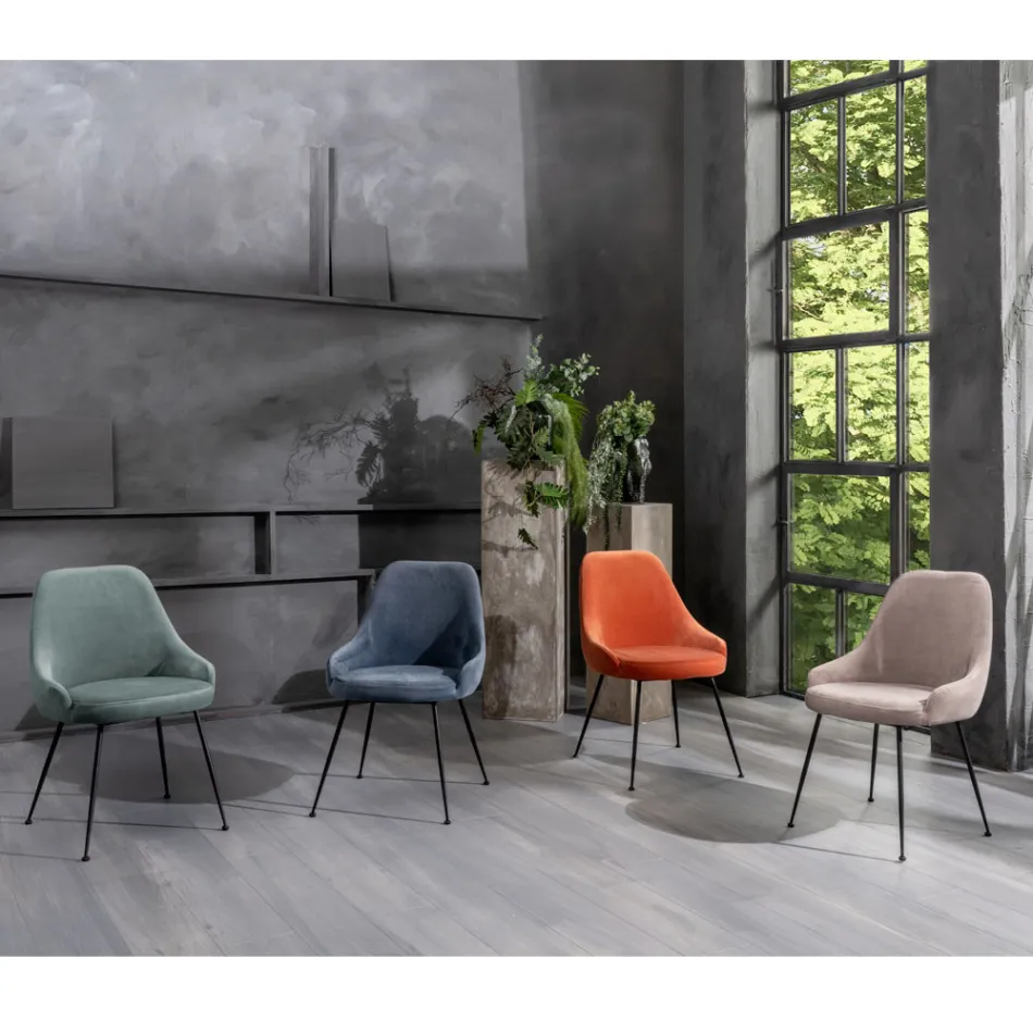 Sedia da Soggiorno con Seduta in Tessuto in Microfibra di Diversi Colori - Sandalo Viadurini