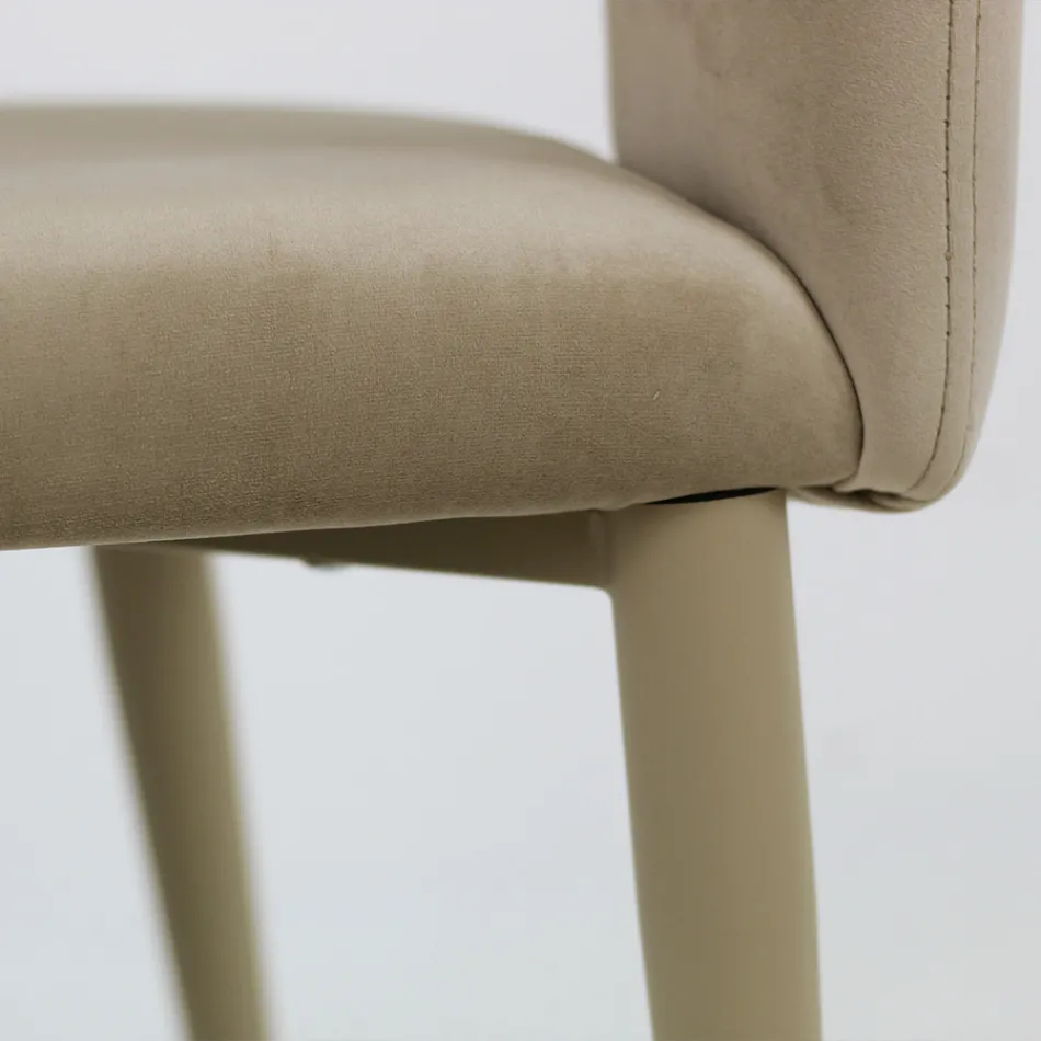Sedia da Soggiorno con Seduta in Velluto Finitura Corda Made in Italy - Savignano Viadurini