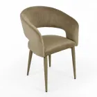 Sedia da Soggiorno con Seduta in Velluto Finitura Corda Made in Italy - Savignano Viadurini