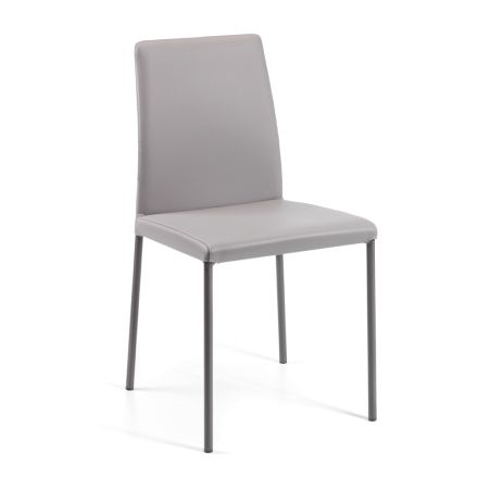 Sedia da Soggiorno in Ecopelle e Acciaio Made in Italy - Cucciolo Viadurini