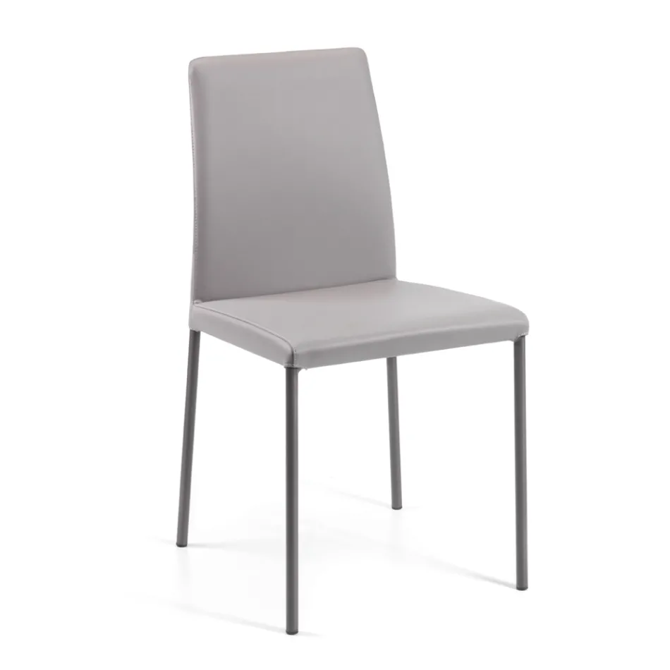 Sedia da Soggiorno in Ecopelle e Acciaio Made in Italy - Cucciolo Viadurini