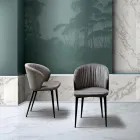 Sedia da Soggiorno in Tessuto e Frassino di Design Elegante - Reginaldo Viadurini