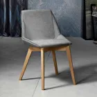 Sedia da soggiorno in tessuto e legno moderna made in Italy, Oriella Viadurini