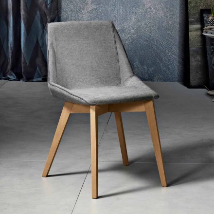 Sedia da soggiorno in tessuto e legno moderna made in Italy, Oriella Viadurini