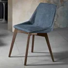 Sedia da soggiorno in tessuto e legno moderna made in Italy, Oriella Viadurini