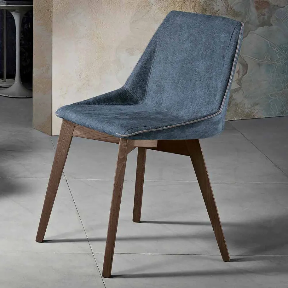 Sedia da soggiorno in tessuto e legno moderna made in Italy, Oriella Viadurini