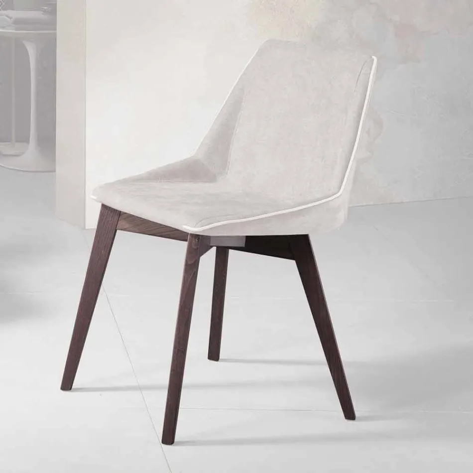 Sedia da soggiorno in tessuto e legno moderna made in Italy, Oriella Viadurini