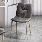 Sedia da Soggiorno in Tessuto Fibrato Effetto Pelle e Metallo Made in Italy - Gohan Viadurini