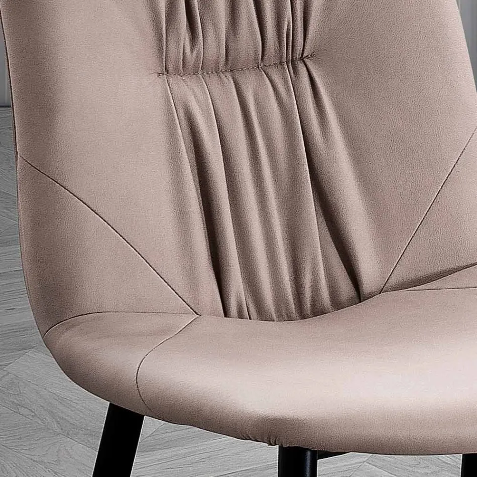 Sedia da Soggiorno in Tessuto Fibrato Effetto Pelle e Metallo Made in Italy - Gohan Viadurini