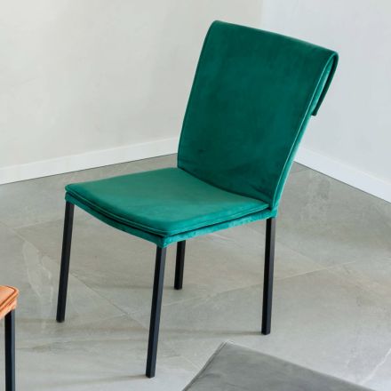 Sedia da Soggiorno in Velluto Antimacchia e Struttura Nera - Haroon Viadurini