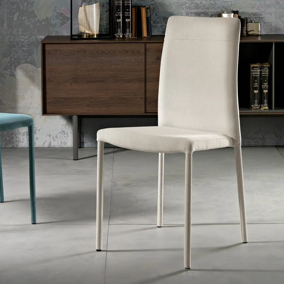 Sedia da Soggiorno Interamente Rivestita in Tessuto Made in Italy - Lorelai Viadurini
