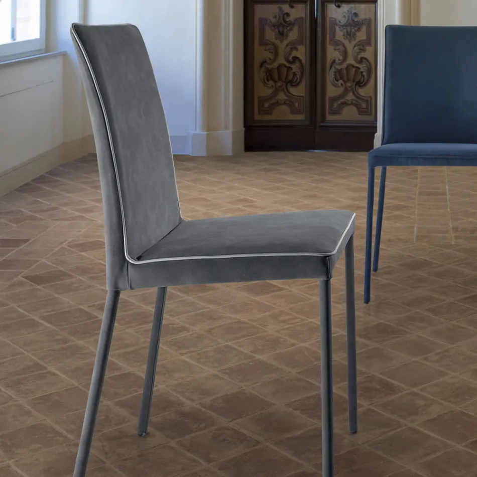 Sedia da Soggiorno Rivestita e Gambe Laccate Made in Italy - Catania Viadurini