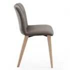 Sedia da Soggiorno Rivestita in Tessuto e Gambe in Frassino Design - Florinda Viadurini
