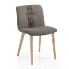 Sedia da Soggiorno Rivestita in Tessuto e Gambe in Frassino Design - Florinda Viadurini