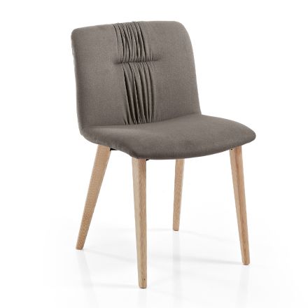 Sedia da Soggiorno Rivestita in Tessuto e Gambe in Frassino Design - Florinda Viadurini