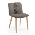 Sedia da Soggiorno Rivestita in Tessuto e Gambe in Frassino Design - Florinda