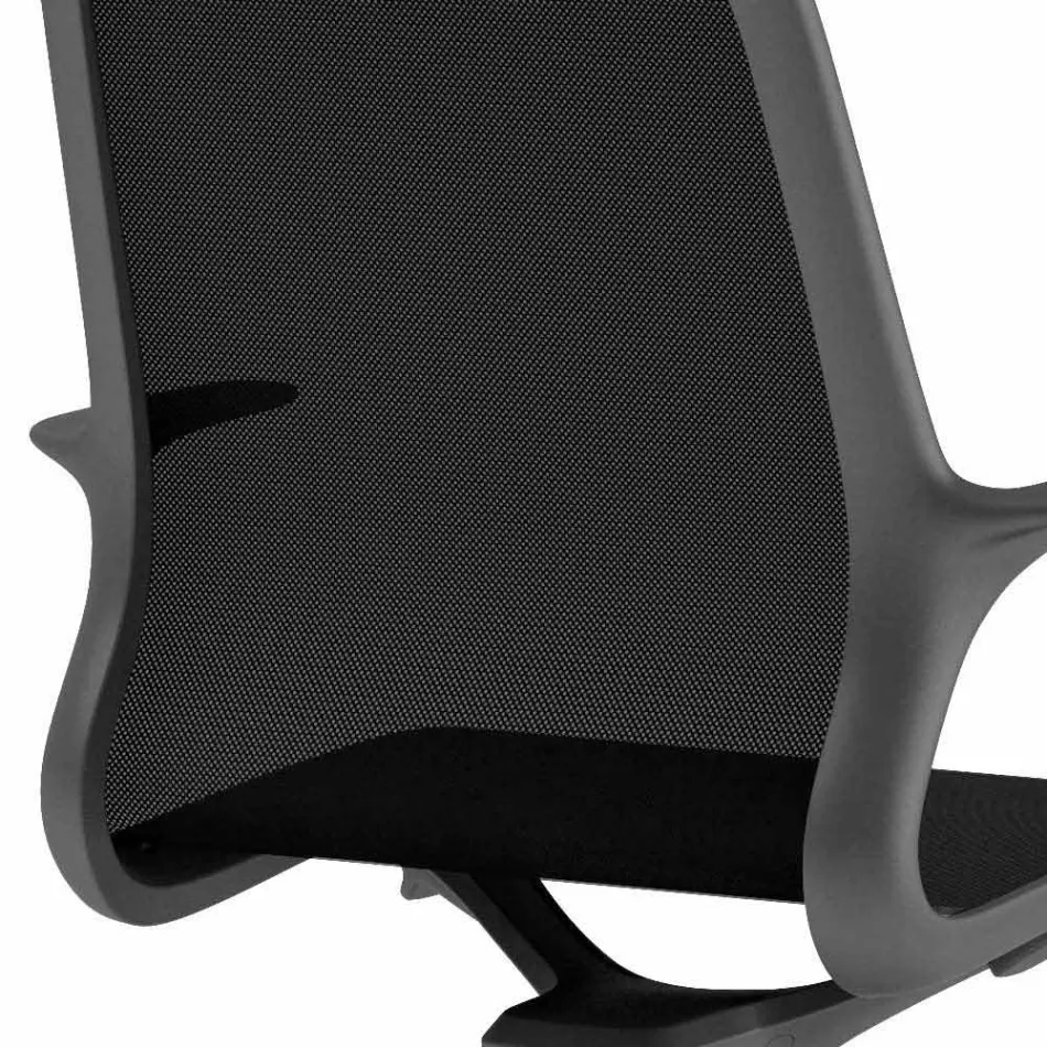 Sedia da Ufficio con Ruote Girevole in Rete Nera e Nylon Nero – Ayumu Viadurini