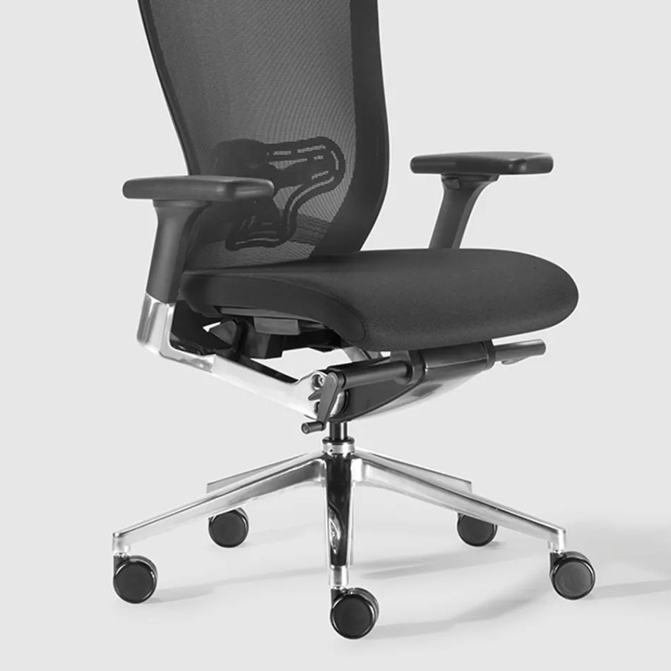 Sedia da Ufficio Ergonomica con Ruote in Tessuto ed Ecopelle – Takeshi Viadurini