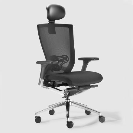 Sedia da Ufficio Ergonomica con Ruote in Tessuto ed Ecopelle – Takeshi Viadurini