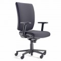 Sedia da Ufficio Ergonomica Girevole con Braccioli in Tessuto Nero – Macrino