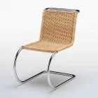 Sedia da Ufficio in Canna Naturale e Acciaio Cromato Made in Italy - Formentera Viadurini