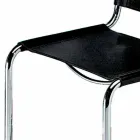Sedia da Ufficio in Cuoio con Struttura in Acciaio Cromato Made in Italy - Elite Viadurini