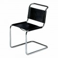 Sedia da Ufficio in Cuoio con Struttura in Acciaio Cromato Made in Italy - Elite